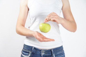 Beautiful young healthy woman tummy.
