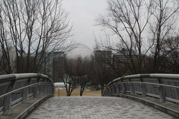 Shiraka Park and the Bridge and the Scientific Hall in Nagoya