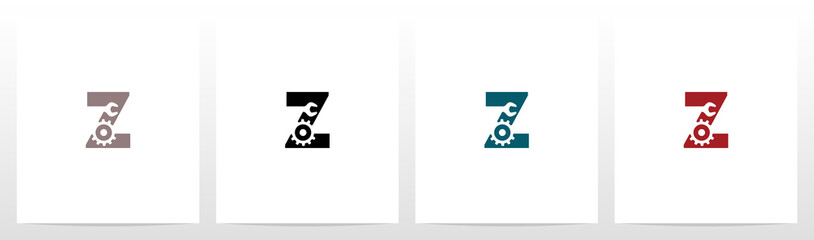 Wrench And Gears On Letter Logo Design Z