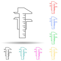 Calipers multi color style icon. Simple glyph, flat vector of measuring elements icons for ui and ux, website or mobile application