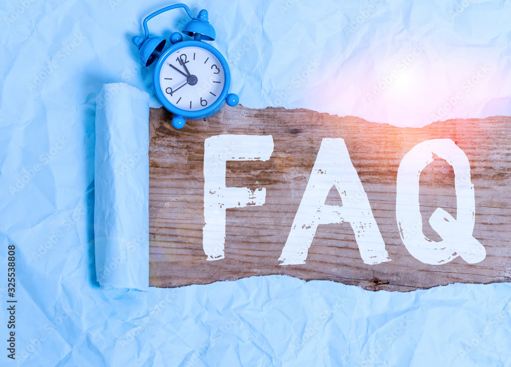 Poster word writing text faq. business photo showcasing a list of questions and answers relating to a parti