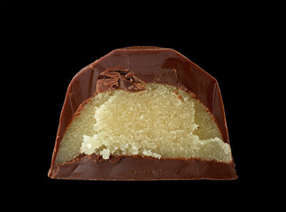 half of homemade chocolate praline