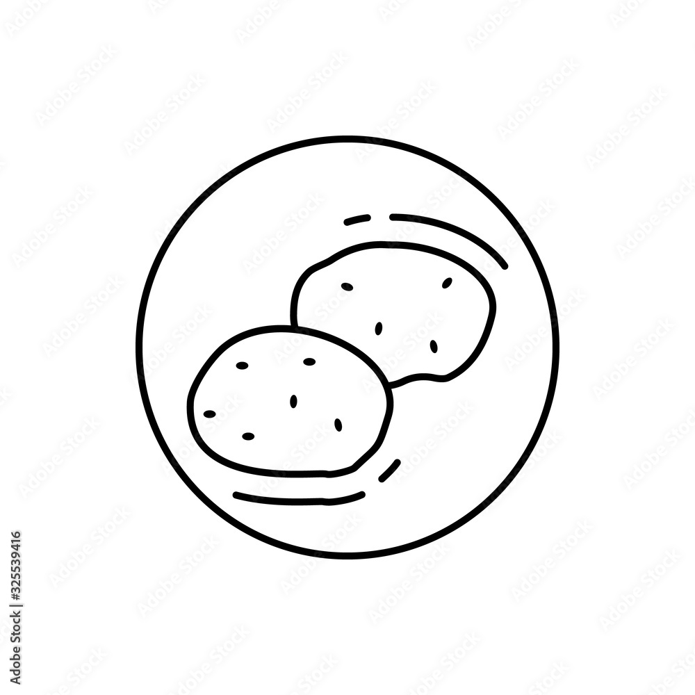 Poster potato, vegan icon. simple line, outline vector elements of vegetarian icons for ui and ux, website 