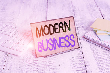 Text sign showing Modern Business. Business photo text economic system where goods and services are...