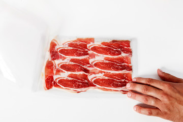 Vacuum packed Iberian ham table