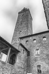View of Torre Grossa, tallest tower in San Gimignano, Italy