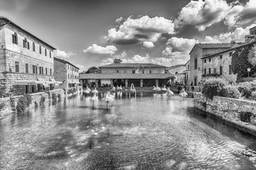 Medieval thermal baths in the town of Bagno Vignoni, Italy