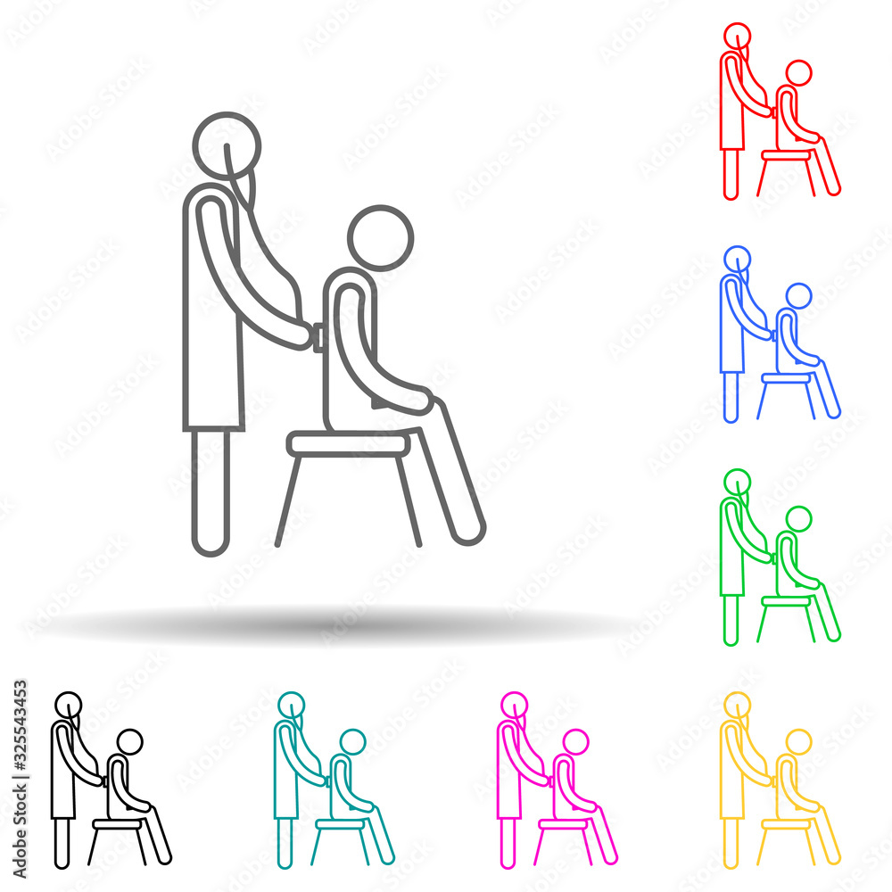 Poster therapist multi color style icon. simple thin line, outline vector of medicine icons for ui and ux, 