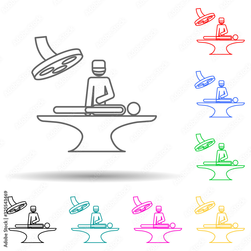 Poster surgery multi color style icon. simple thin line, outline vector of medicine icons for ui and ux, we