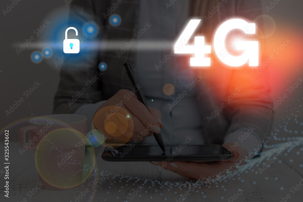 Poster writing note showing 4g. business concept for mobile communication standard wireless internet access