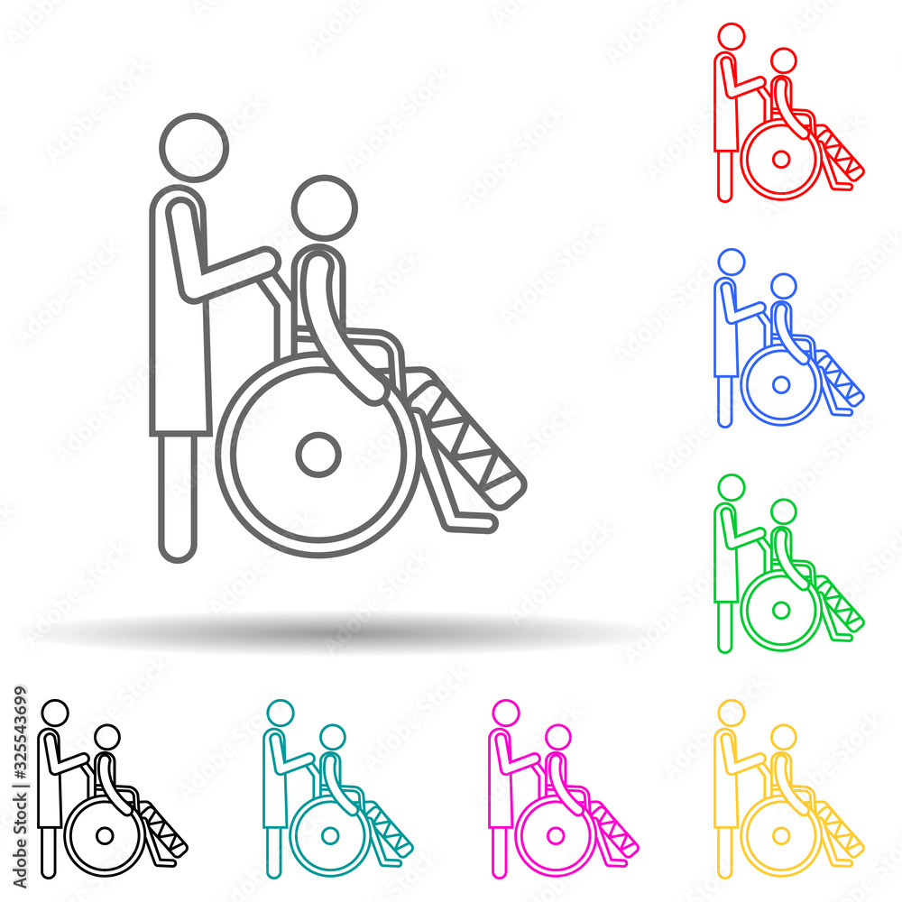 Poster care of the patient multi color style icon. simple thin line, outline vector of medicine icons for u