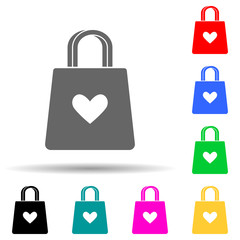 handbag with a heart multi color style icon. Simple glyph, flat vector of mother's day icons for ui and ux, website or mobile application