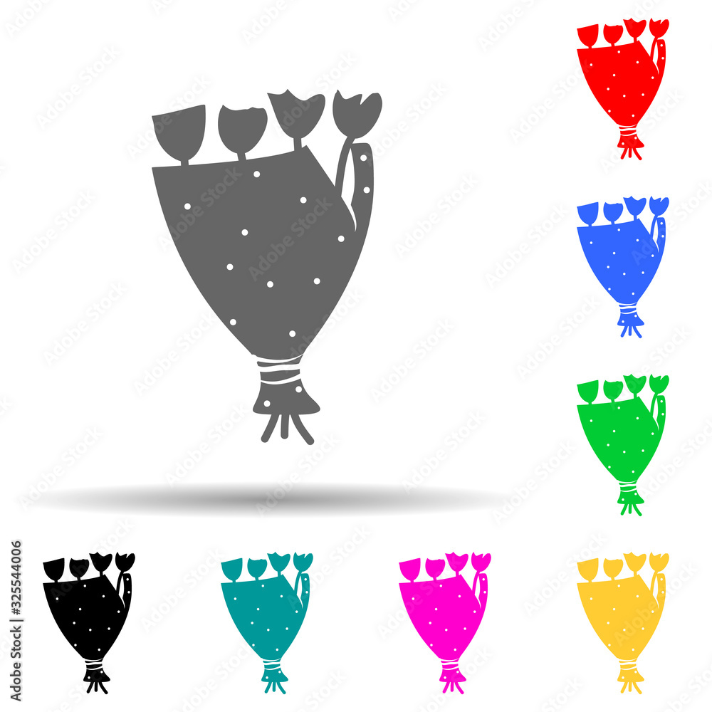 Poster bouquet of flowers multi color style icon. simple glyph, flat vector of mother's day icons for ui an