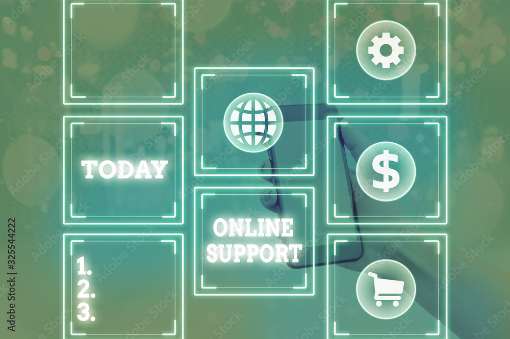 Poster writing note showing online support. business concept for electronic usually webbased version of cus