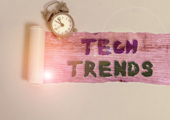 Handwriting text Tech Trends. Conceptual photo technology that is recently becoming popular and accepted