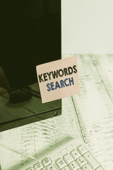 Conceptual hand writing showing Keywords Search. Concept meaning looks for matching documents that...