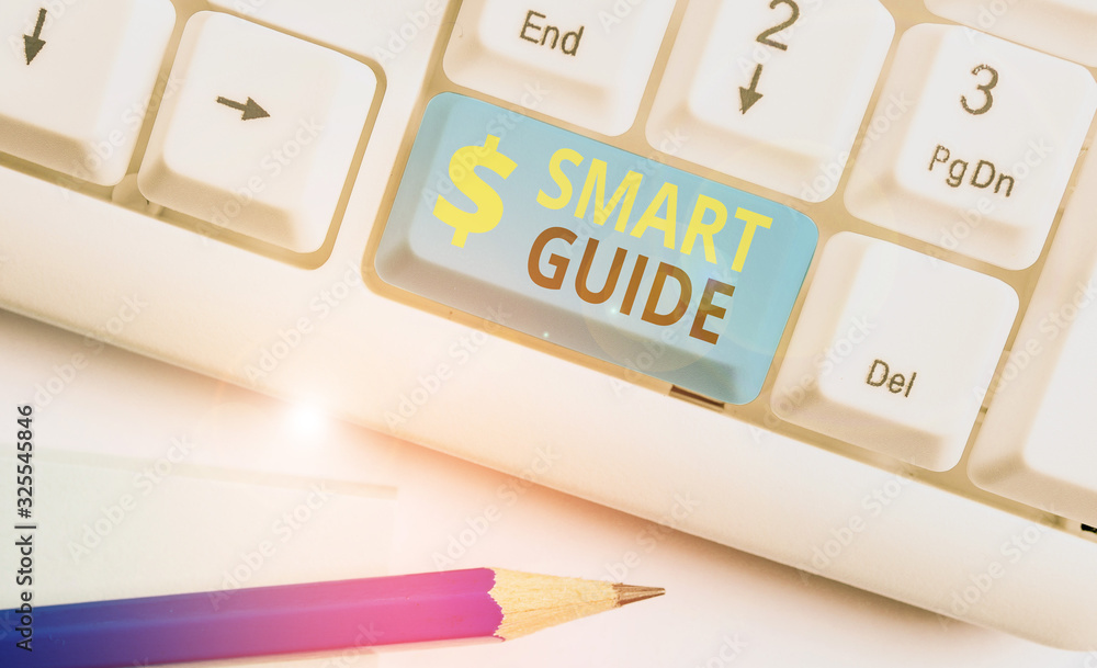 Poster text sign showing smart guide. business photo text used to guide the development of measurable goals