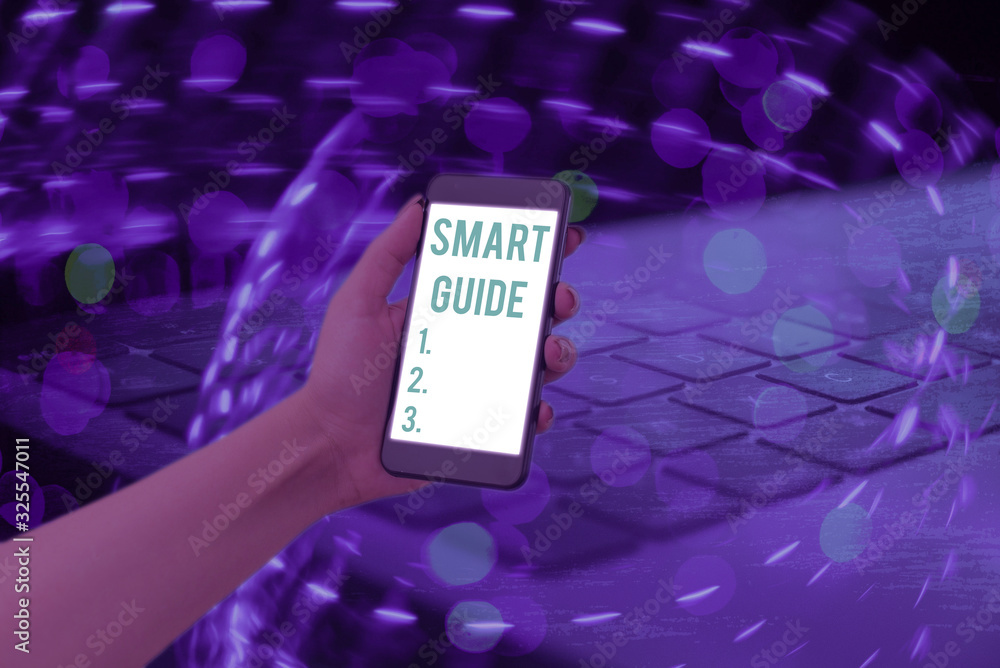 Poster conceptual hand writing showing smart guide. concept meaning used to guide the development of measur