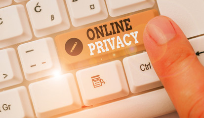 Word writing text Online Privacy. Business photo showcasing involves the control of what...