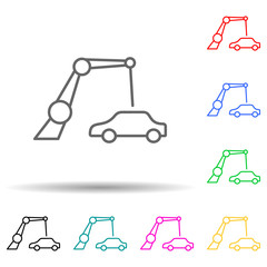 robotics car production multi color style icon. Simple thin line, outline vector of new technologies icons for ui and ux, website or mobile application