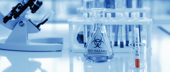 corona virus covid 19 blood sample in sample tube in coronavirus covid 19 vaccine research laboratory, coronavirus covid 19 vaccine reseach concept