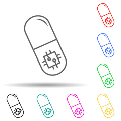 digital pill multi color style icon. Simple thin line, outline vector of new technologies icons for ui and ux, website or mobile application