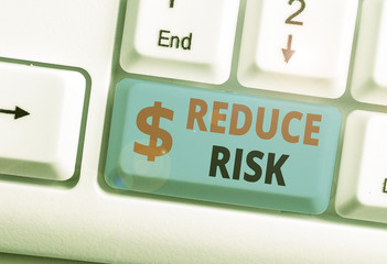 Handwriting text writing Reduce Risk. Conceptual photo lessen the potential damage that could be...