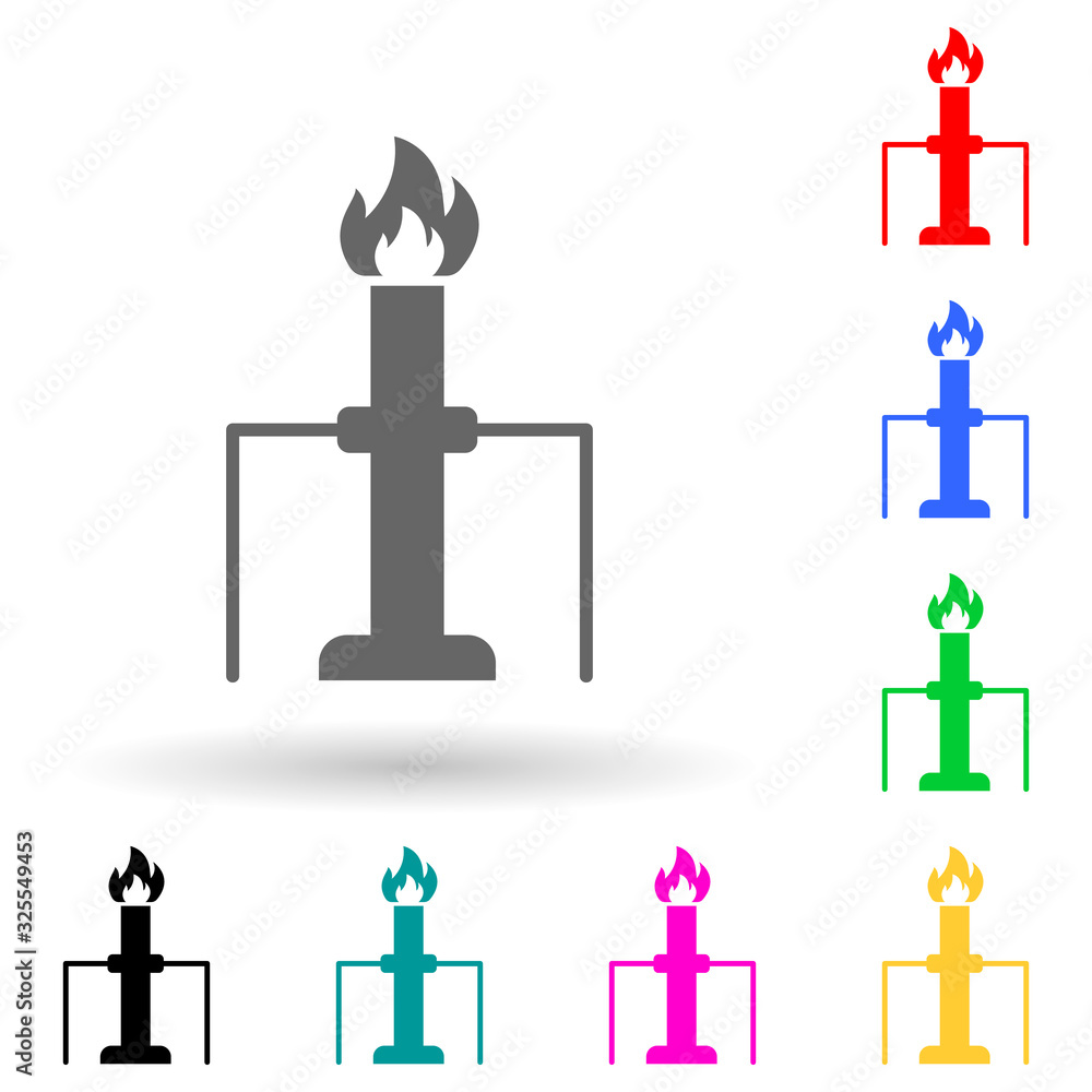 Aufkleber fire and pipe multi color style icon. simple glyph, flat vector of oil icons for ui and ux, website 