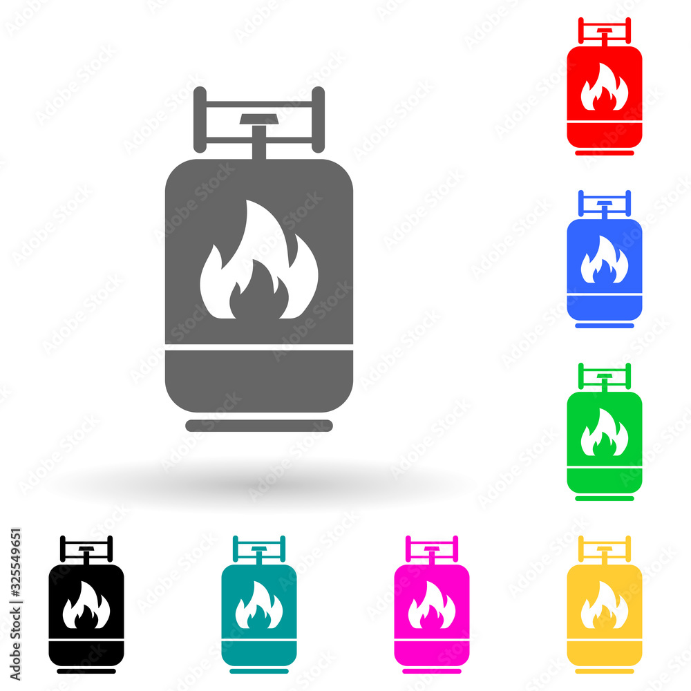 Poster gas cylinder multi color style icon. simple glyph, flat vector of oil icons for ui and ux, website o