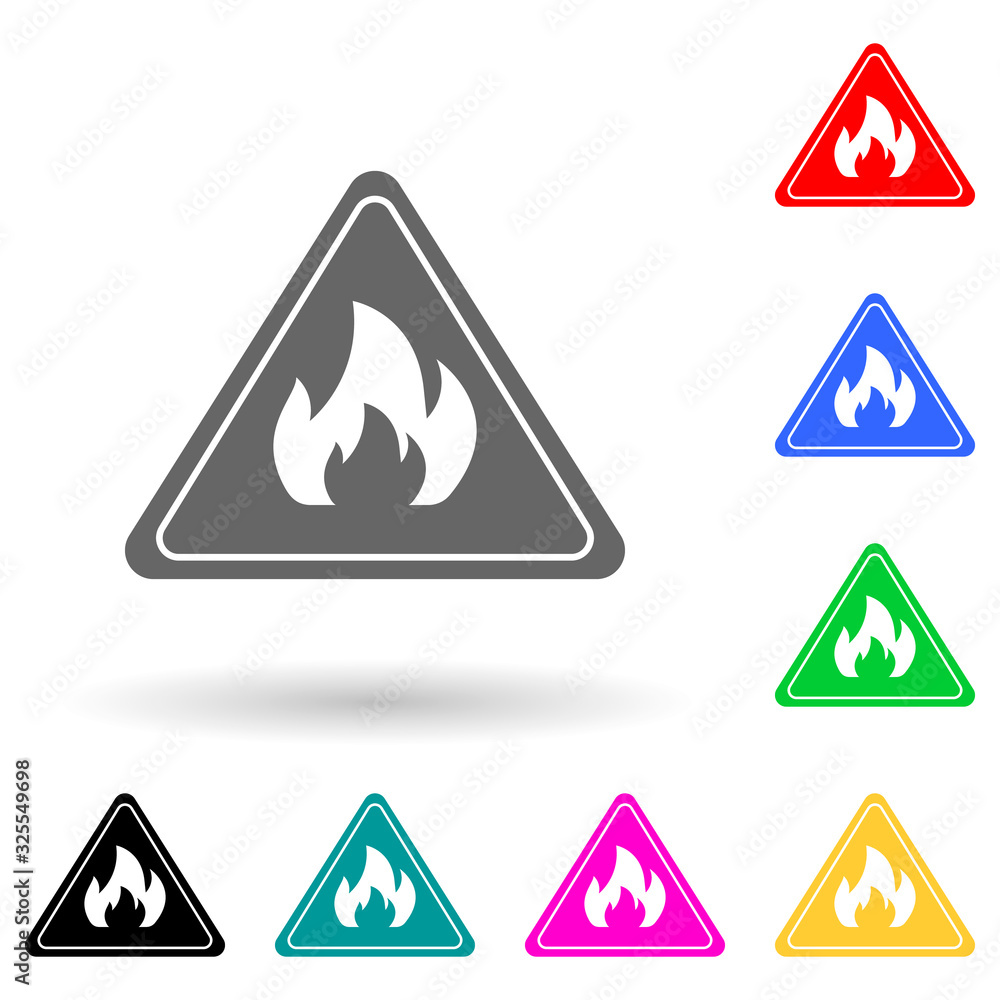 Aufkleber the sign is flammable multi color style icon. simple glyph, flat vector of oil icons for ui and ux, 