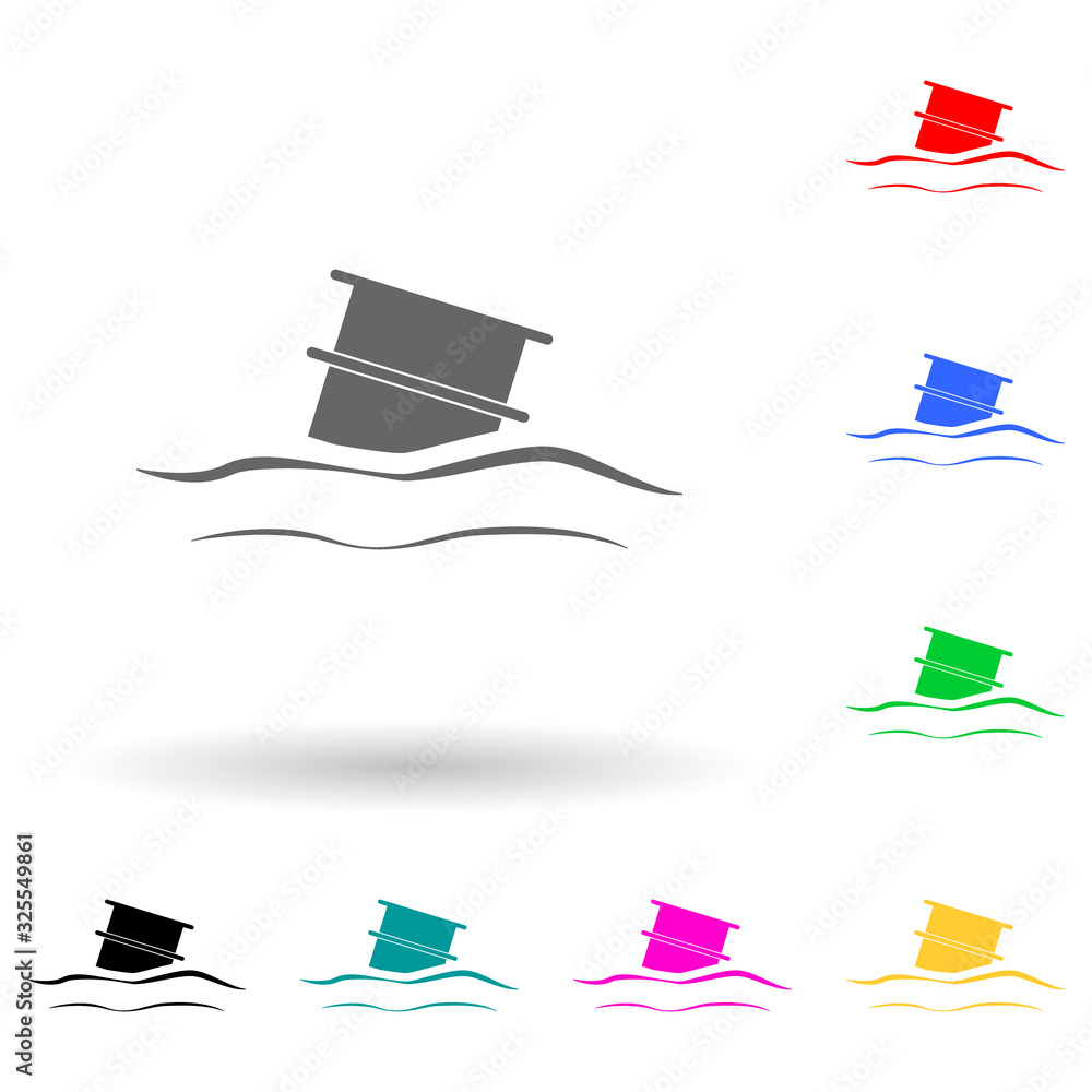 Poster flat design toxic waste contamination multi color style icon. simple glyph, flat vector of oil icons