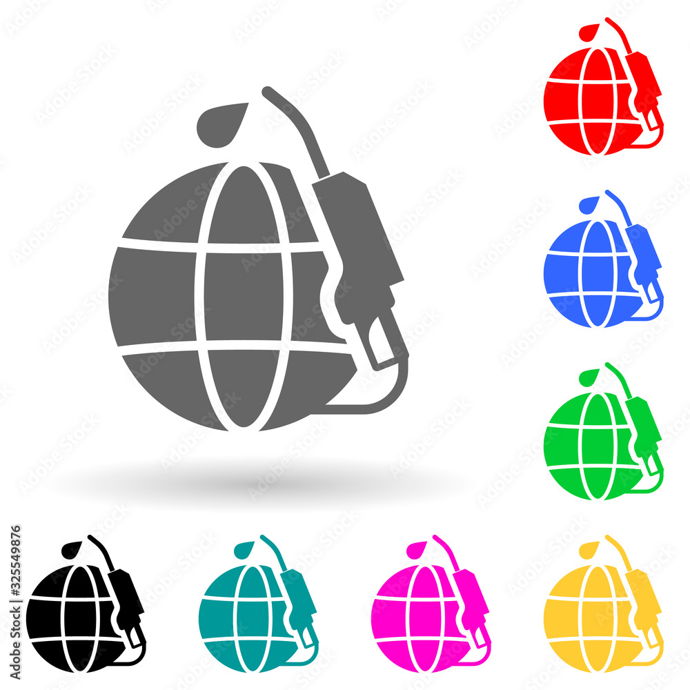 Poster global refueling multi color style icon. simple glyph, flat vector of oil icons for ui and ux, websi