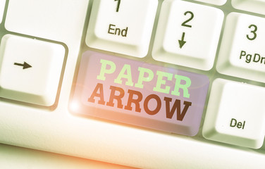 Conceptual hand writing showing Paper Arrow. Concept meaning Business infographic use to show...