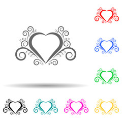 heart ornament multi color style icon. Simple glyph, flat vector of ornaments icons for ui and ux, website or mobile application