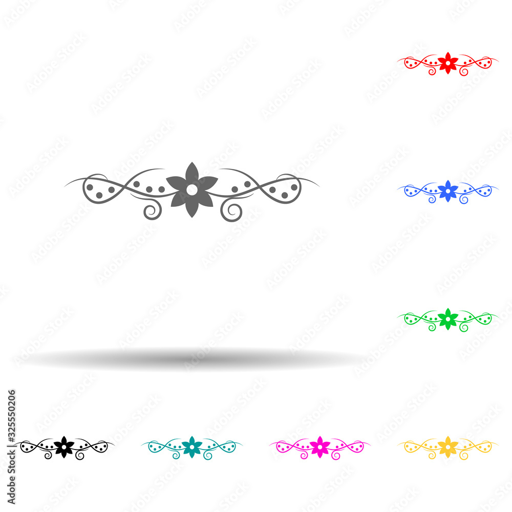 Aufkleber ornament with a flower multi color style icon. simple glyph, flat vector of ornaments icons for ui a