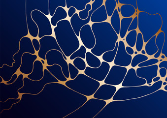 Premium background with luxury fluid shapes and gold grid structure lines.