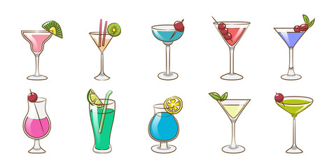 cocktail vector set collection graphic clipart design