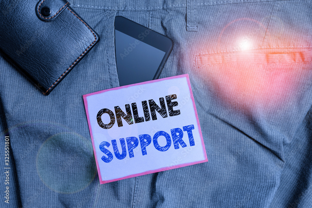 Aufkleber handwriting text online support. conceptual photo electronic usually webbased version of customer se