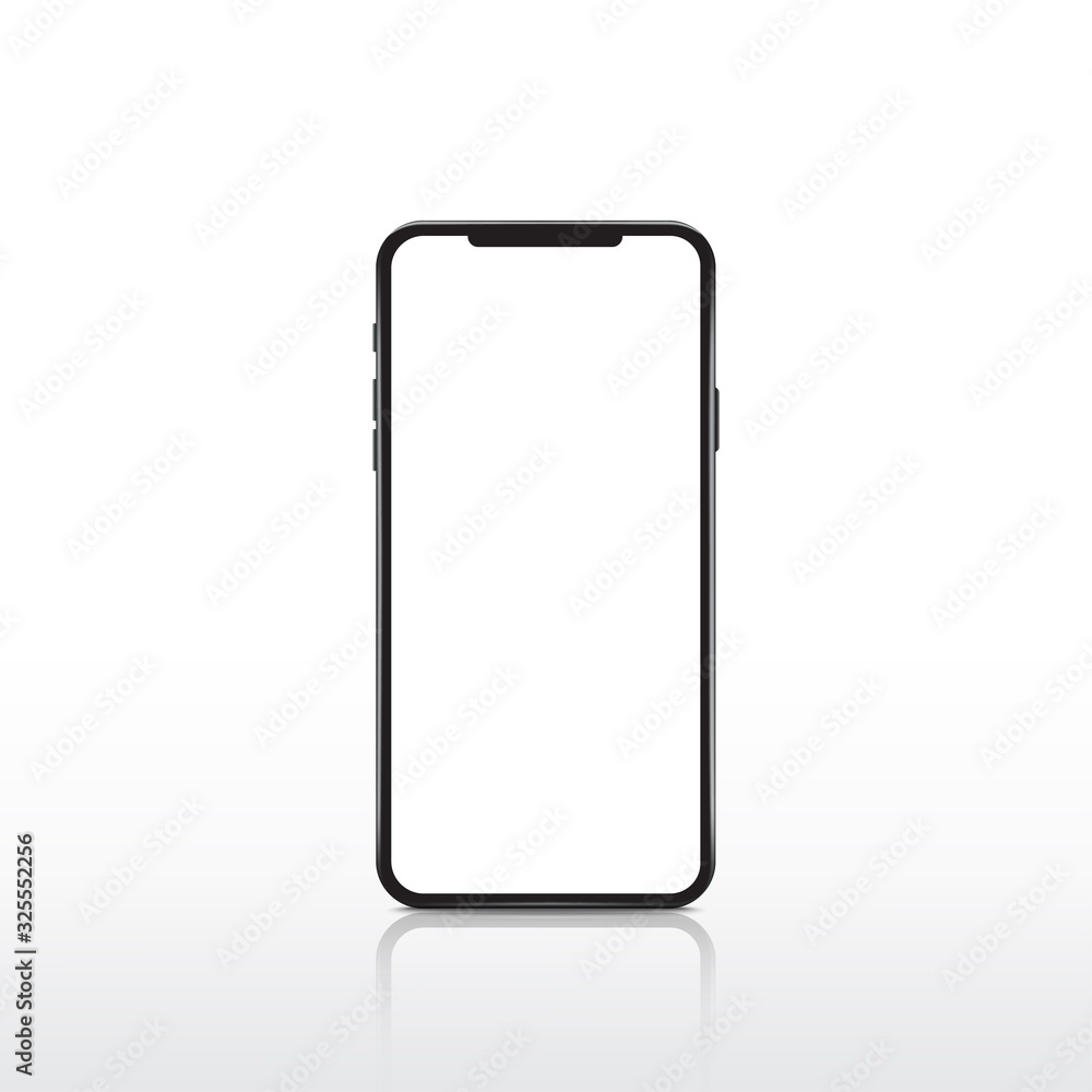 Poster modern realistic white smartphone. cellphone frame with blank display. vector mobile device concept.