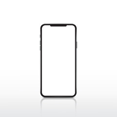 Modern realistic white smartphone. Cellphone frame with blank display. Vector mobile device concept.