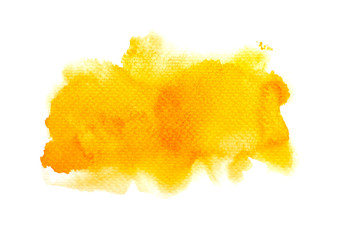 yellow paint of splashes on white background.