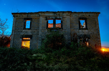 abandoned train station at night