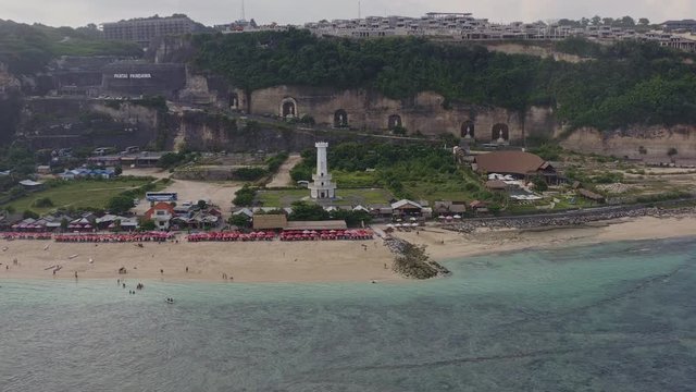 Bali Indonesia Aerial v25 Moving away from Pantai Pandawa Beach with view along coastline in South Kuta - April 2019
