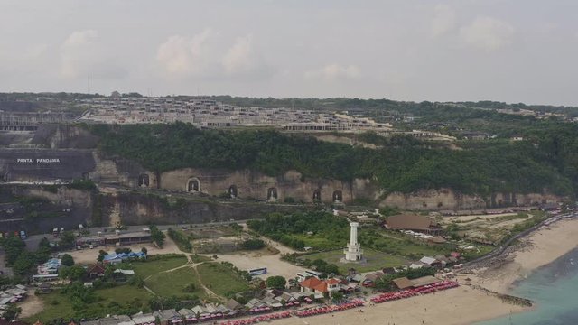 Bali Indonesia Aerial v26 Flying towards and over Pantai Pandawa Beach and resort area in South Kuta - April 2019