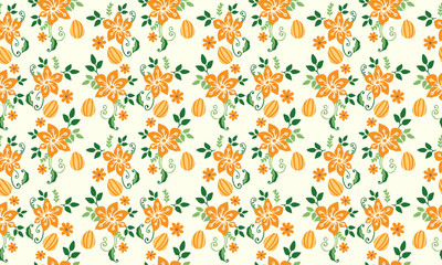 Leaf and floral pattern background for Easter, with unique drawing of floral and egg.