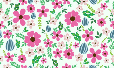 Fototapeta premium Unique Easter egg pattern background, with leaf and flower drawing.