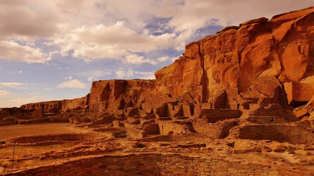 Chaco Culture National Historical Park Time Lapse Pueblo Bonito Native American Ruins Sunset New Mexico Southwest USA