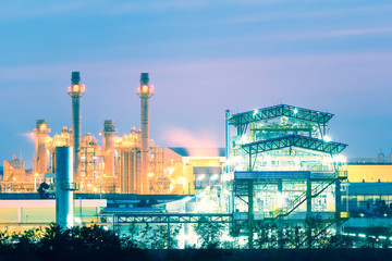 Power plant, gas fired power station. Industrial factory may called combined cycle gas turbine...