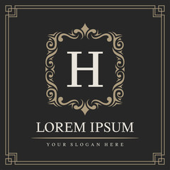 Luxury logo template, Initial letter type H, vector illustration