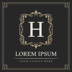 Luxury logo template, Initial letter type H, vector illustration